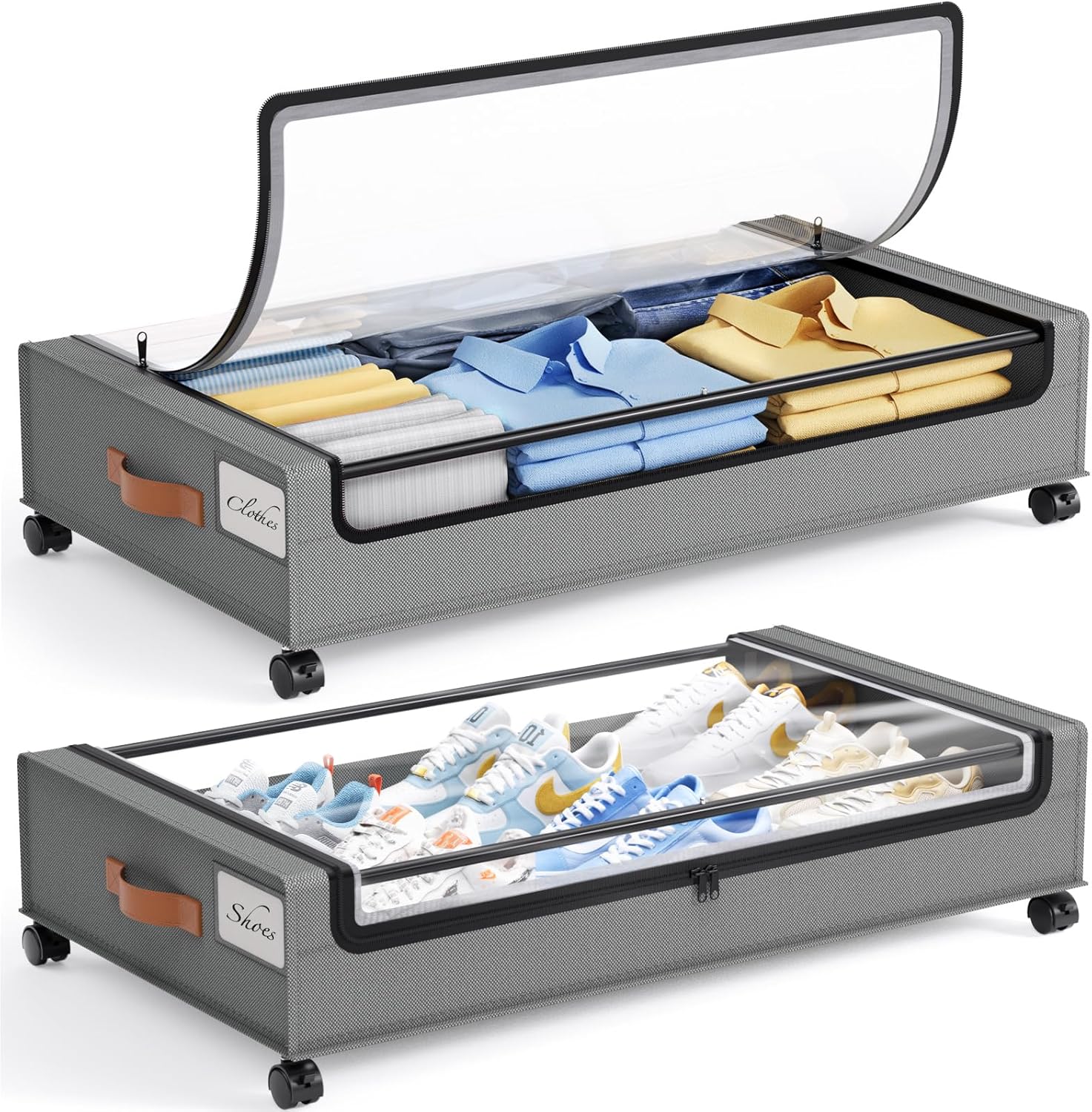 Yecaye Under Bed Storage with Wheels for Clothes and Toys