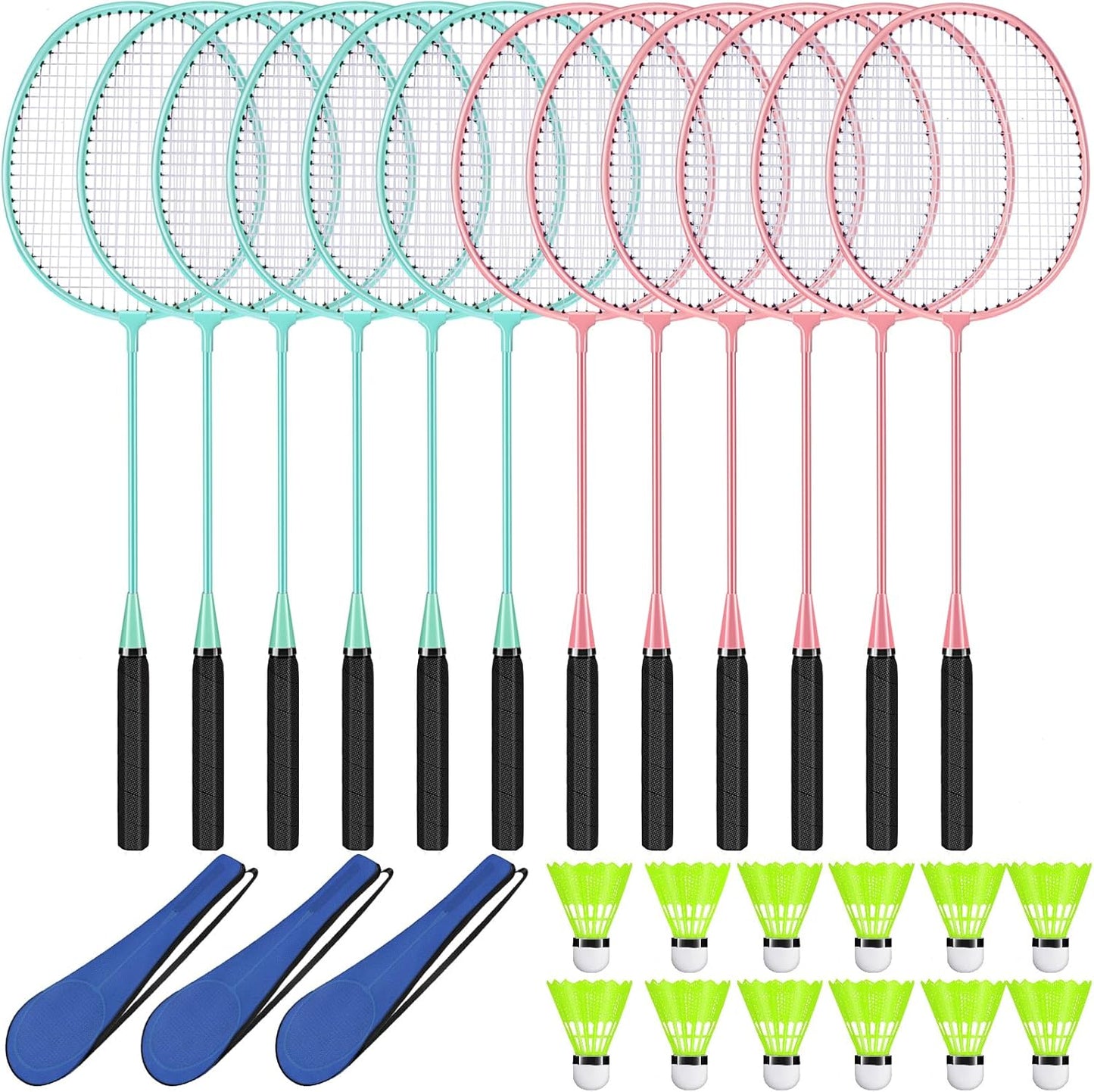 12 Pack Badminton Rackets Set for Outdoor Games and Fun