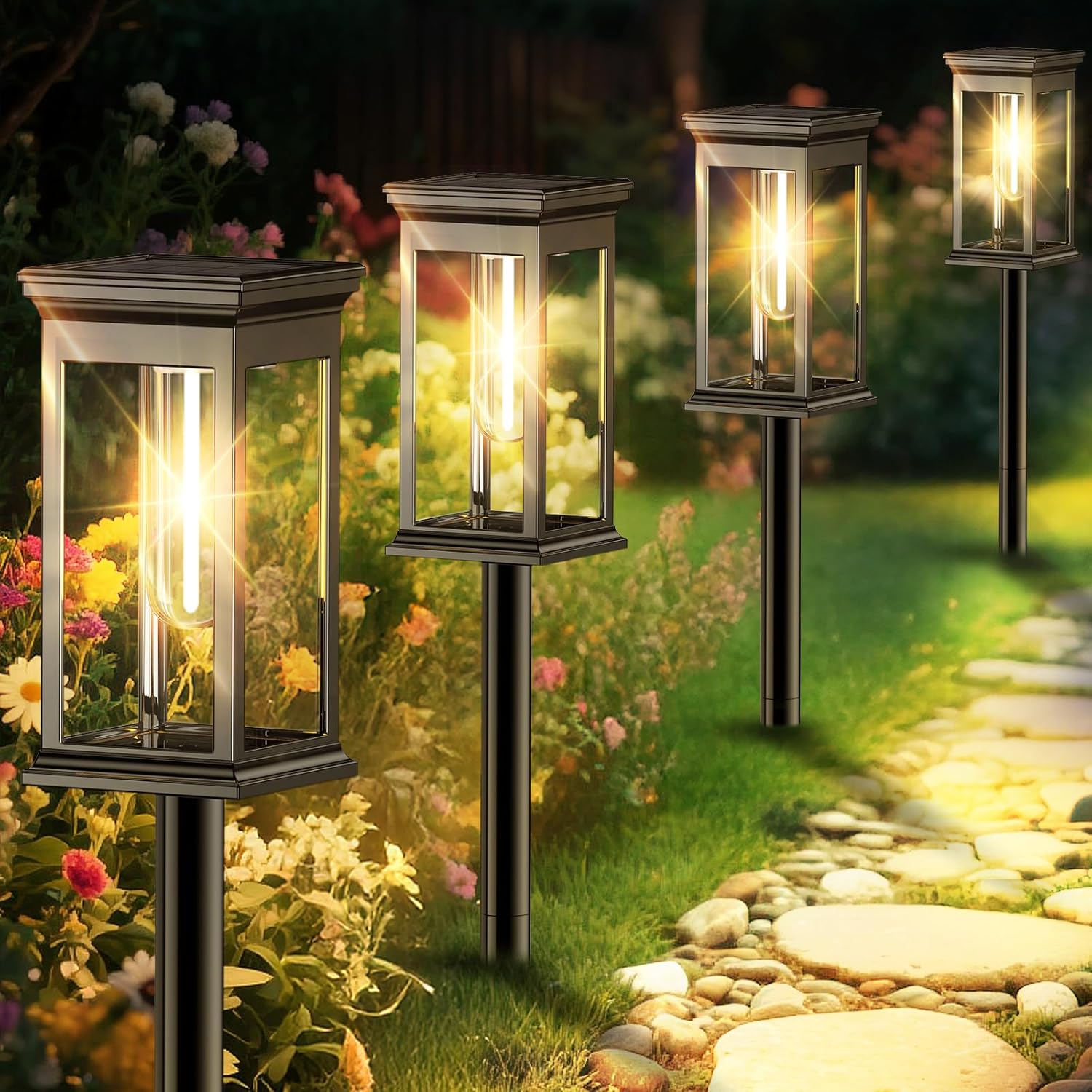 Bright Solar Pathway Lights for Outdoor Garden Decor 10 Pack