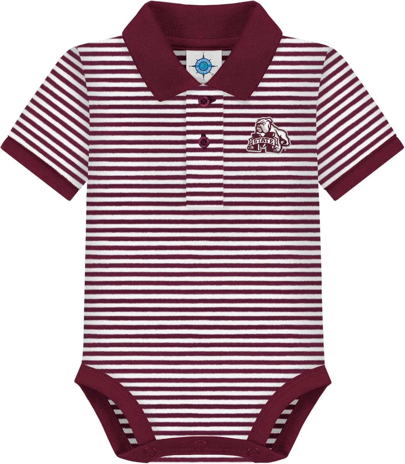 Creative Knitwear College Baby Striped Polo Bodysuit for Infants