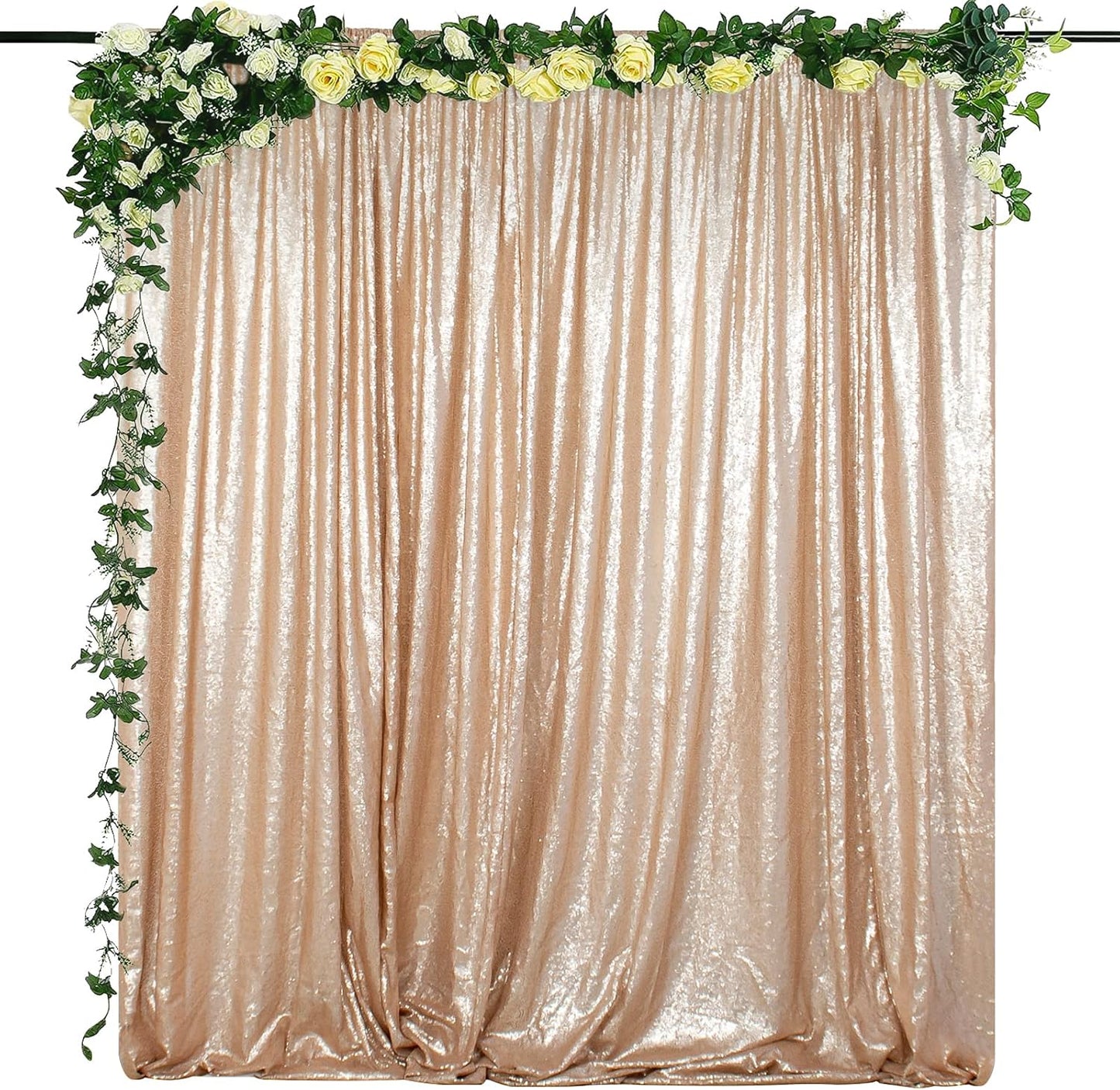 ShinyBeauty PHOTOBOOTH Background 7FTx7FT Champagne Sequin Backdrop