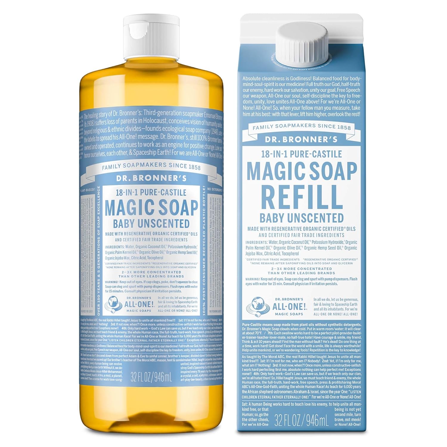 Dr. Bronner's Pure-Castile Liquid Soap for Face and Body Care