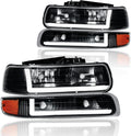 LED DRL Headlight Assembly Compatible with 1999-2002 Chevy Silverado
