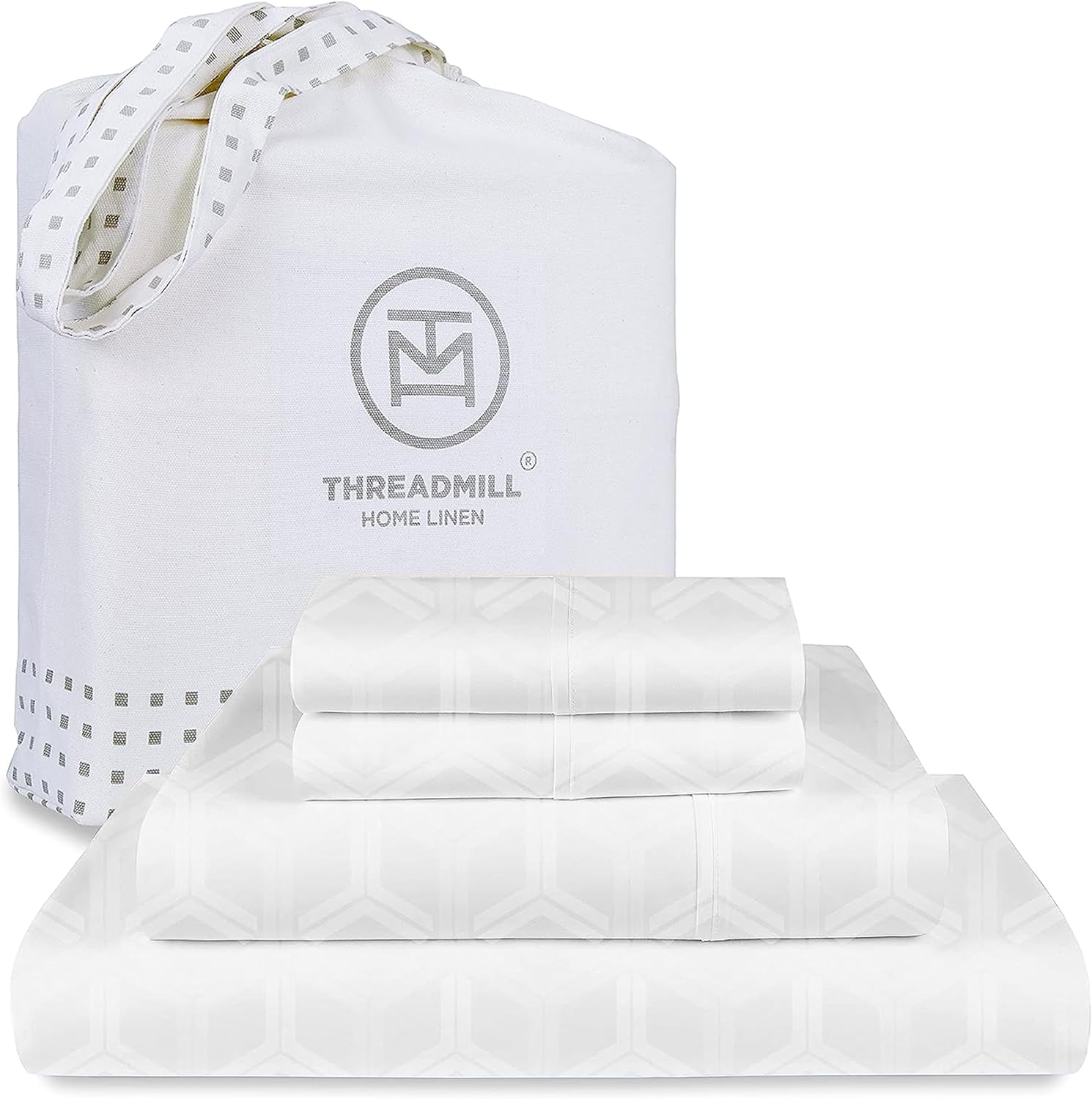 Threadmill 100% Cotton Sheets Set for Full Size Bed
