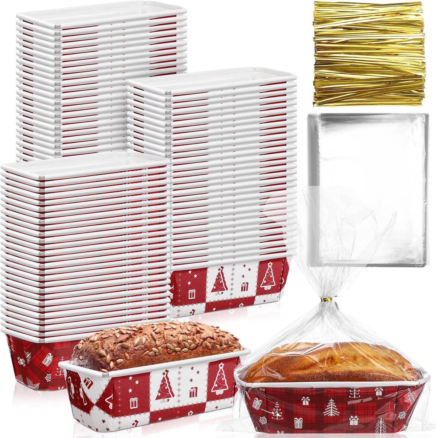 Christmas Paper Loaf Pan Set for Easy Baking and Gifting
