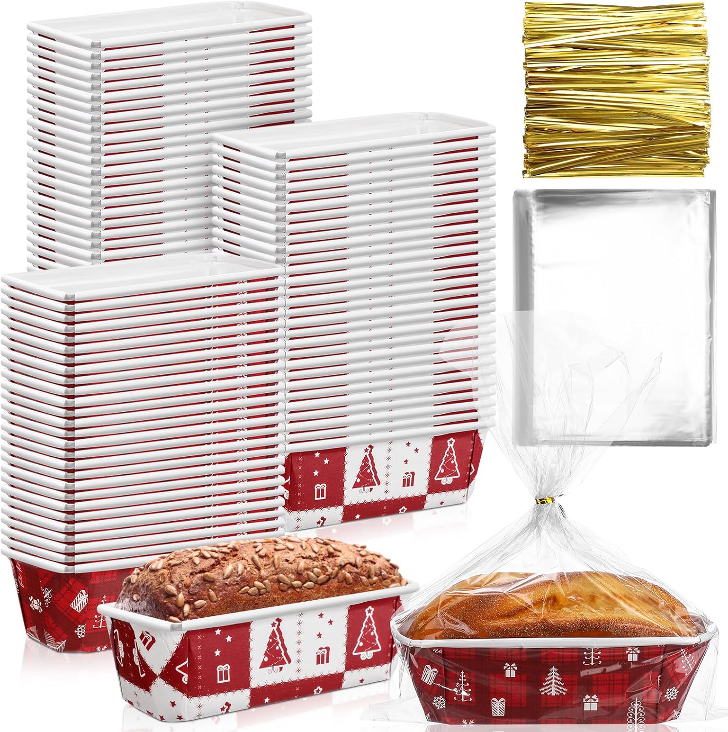 Christmas Paper Loaf Pan Set for Easy Baking and Gifting
