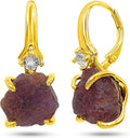 Real Raw Crystal Drop Earrings for Her - Solid Gold Over Sterling