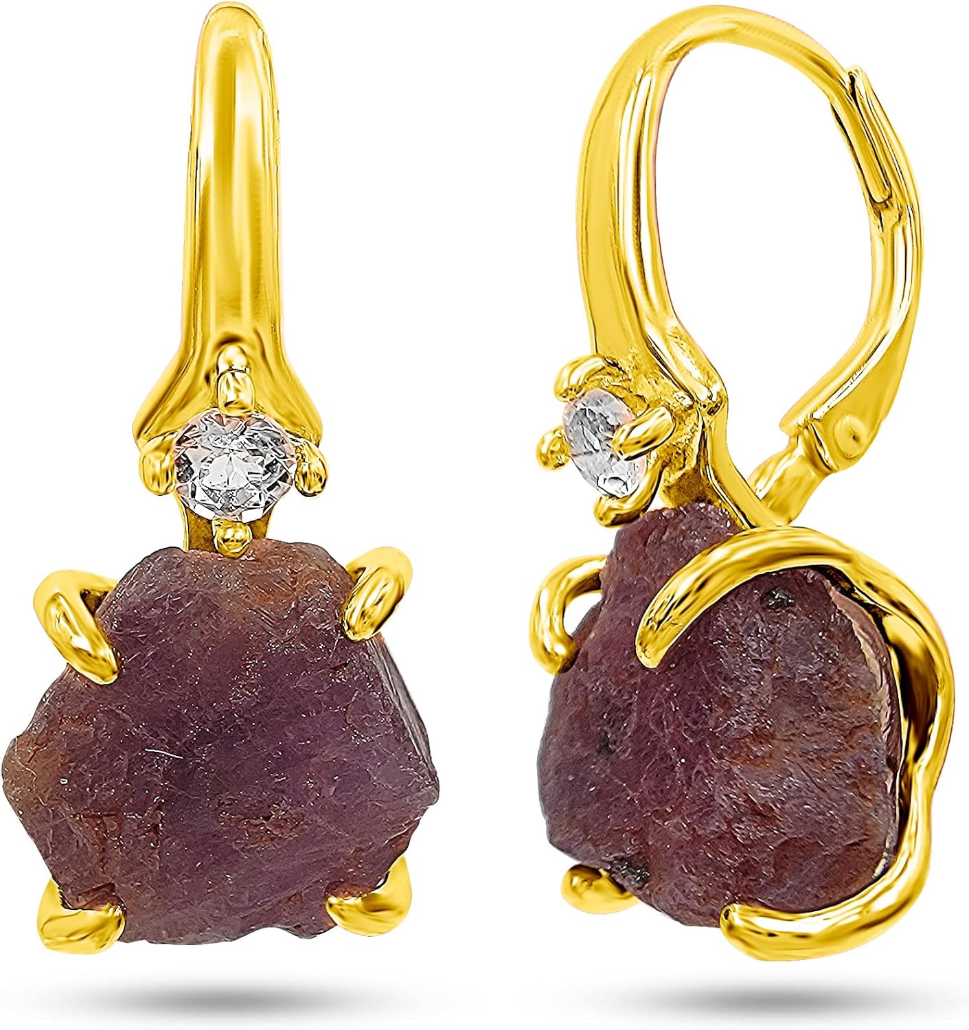 Real Raw Crystal Drop Earrings for Birthstone Gift for Her