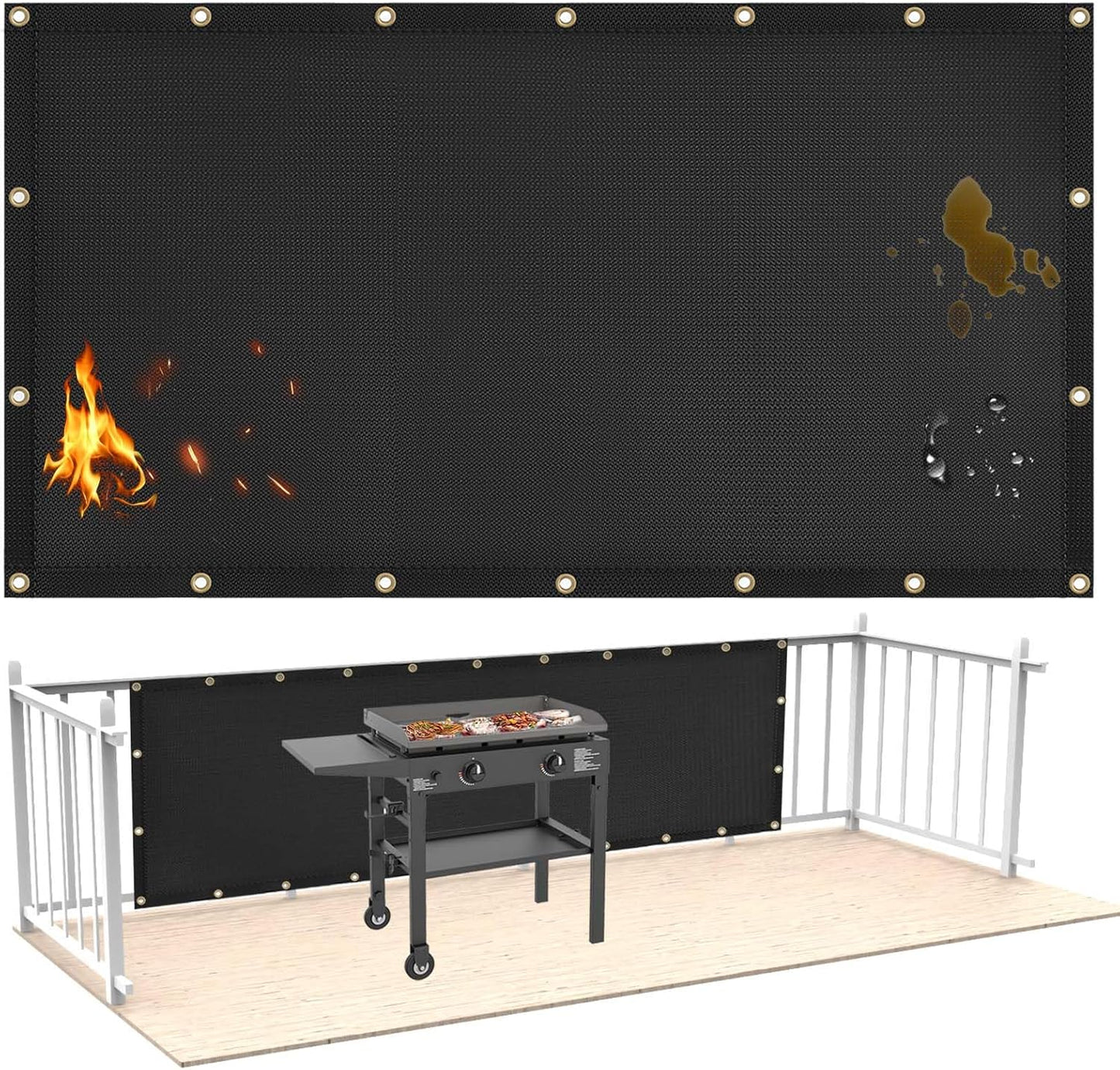 Fireproof Heat Shield for Wall Behind Grill Protects Deck Fence