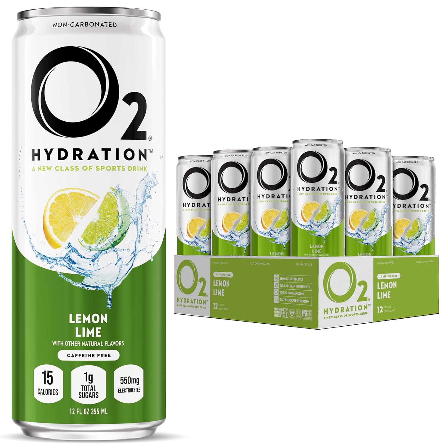 O2 Lemon Lime Post Workout Recovery Drink for Hydration