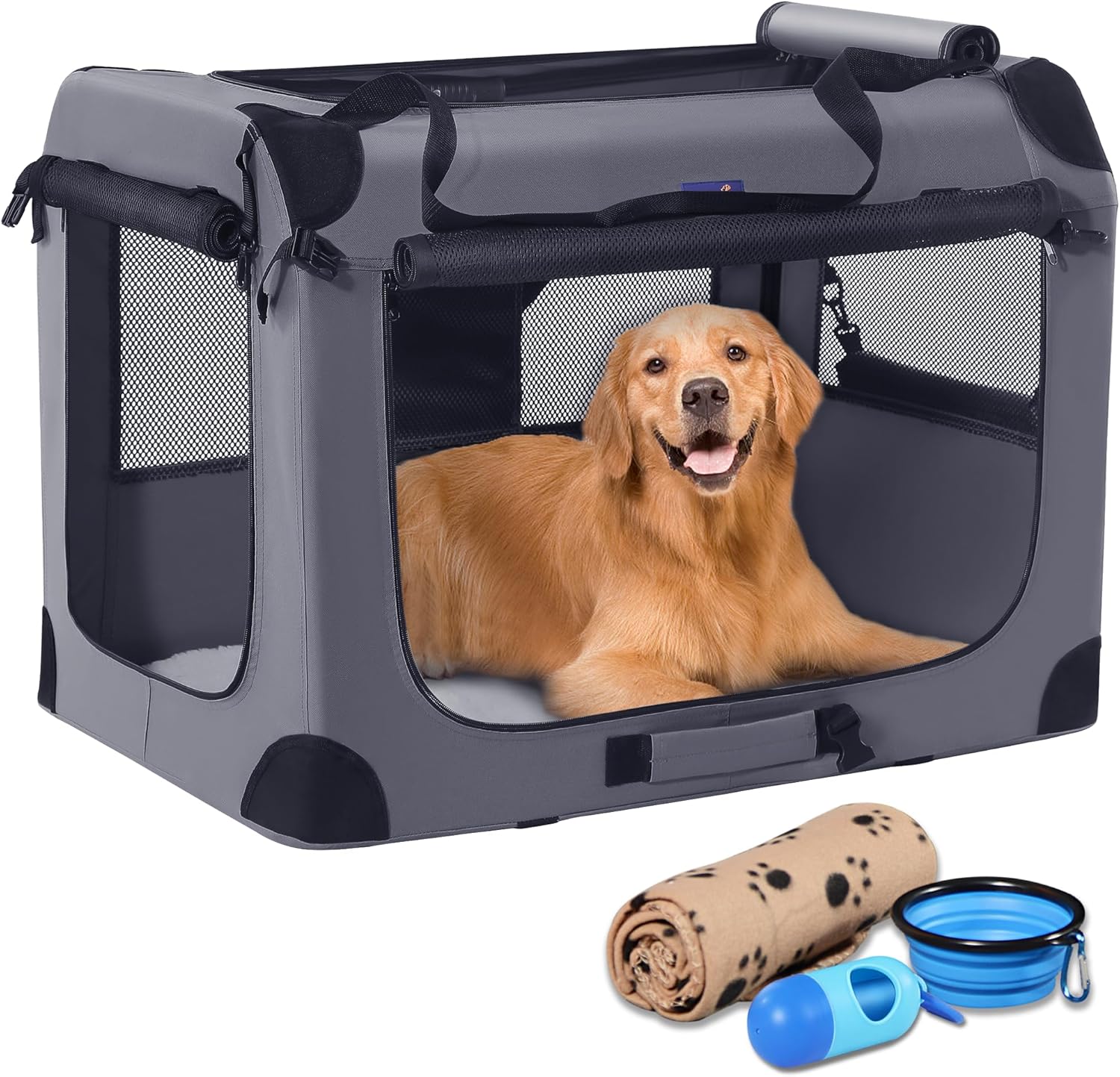 Portable 40 Inch Collapsible Dog Crate for Large Dogs Travel