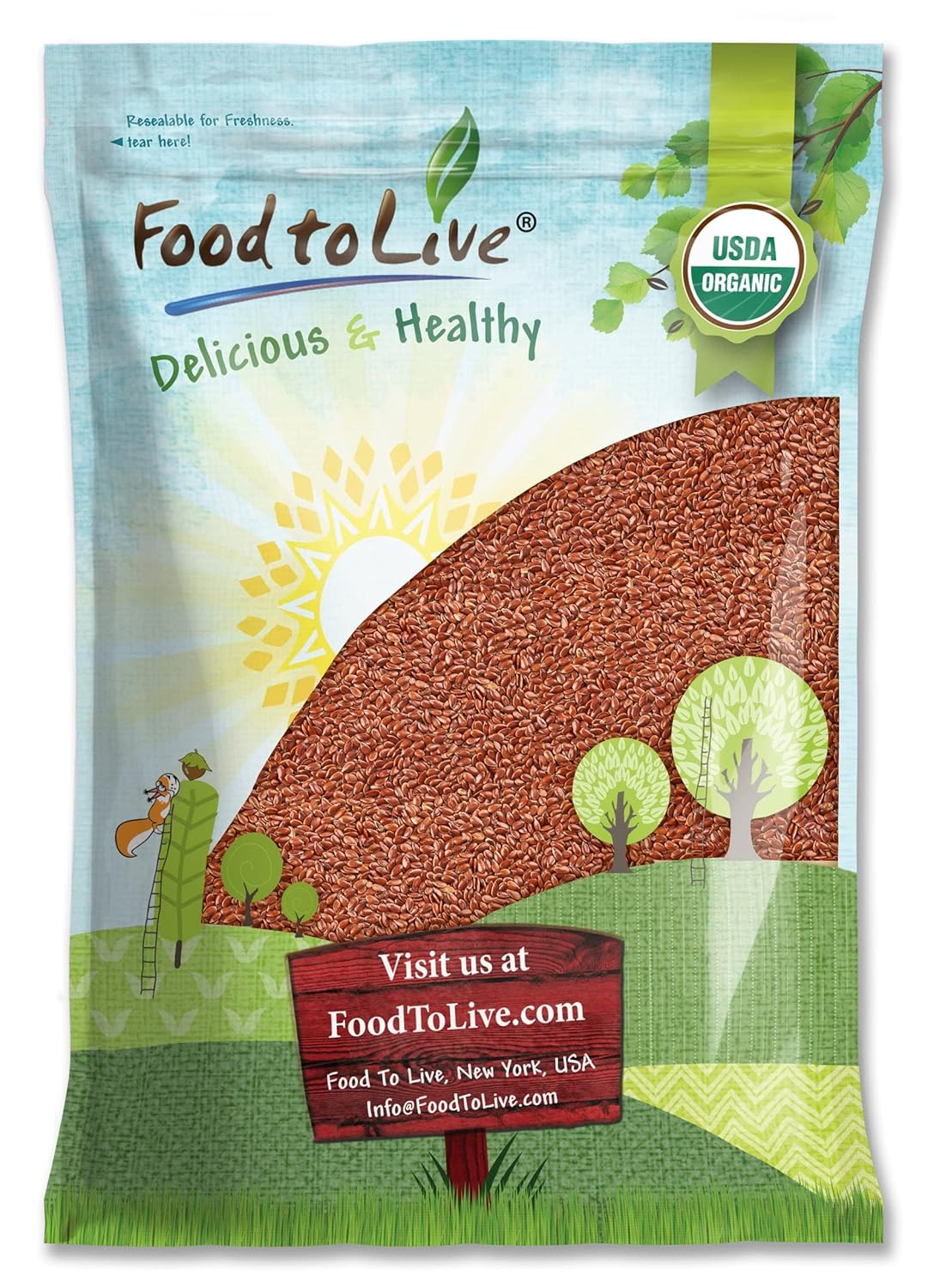 Organic Brown Flax Seeds Rich in Omega-3 and Dietary Fiber