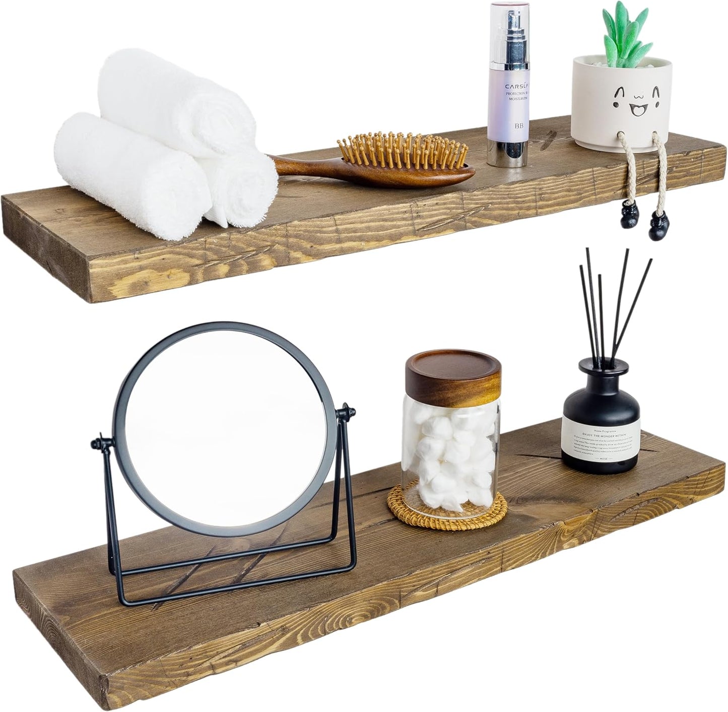 BGMG 30 inch Distressed Walnut Floating Shelves for Wall