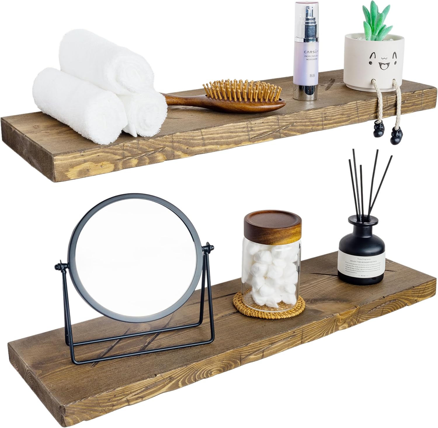 BGMG 30 inch Distressed Walnut Floating Shelves for Wall