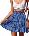 NASHALYLY Women's Boho Floral Print Mini Skirt - Flowy Tiered Summer