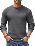 COOFANDY Men's Henley Knit Sweater Long Sleeve Button Pullover - Cozy