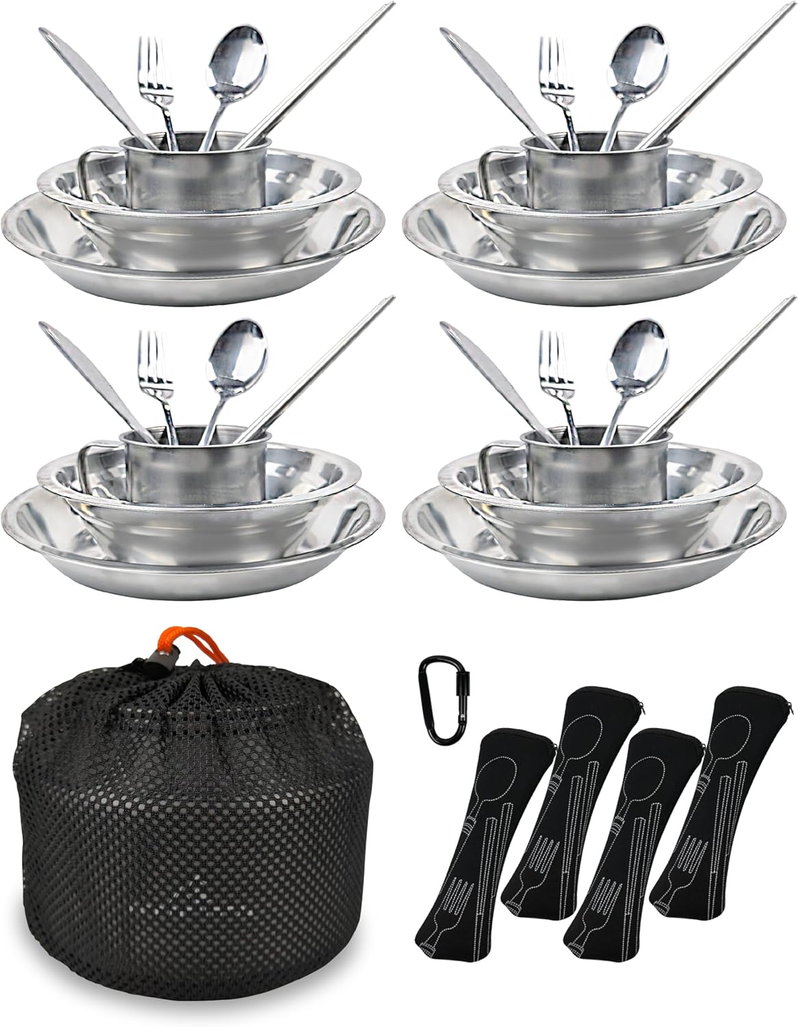 Stainless Steel Camping Mess Kit by FORTITUDE21 for Outdoor Fun