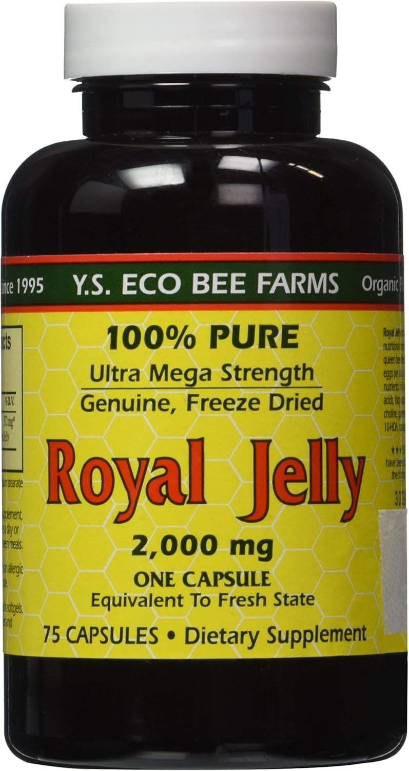 100% Pure Freeze Dried Fresh Royal Jelly - 2000 mg in 75 Caps
