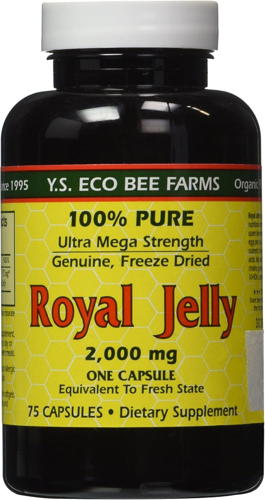 100% Pure Freeze Dried Fresh Royal Jelly - 2000 mg in 75 Caps