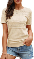 Foshow Womens Puff Short Sleeve Sweater Tops for Summer Style