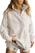 Gacaky Oversized Women's Henley Sweatshirt - Cozy Casual Essential