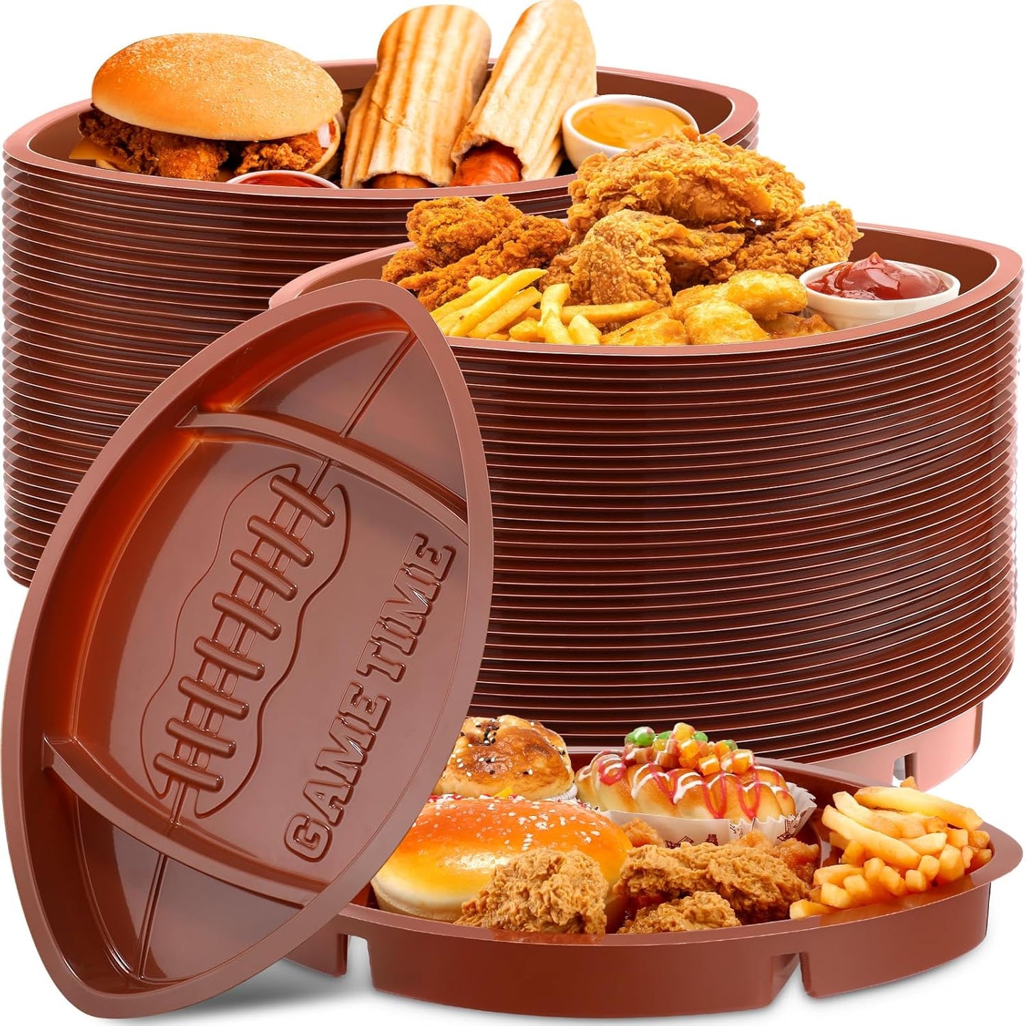 48 Pcs Football Serving Trays for Tailgate Parties and Snacks