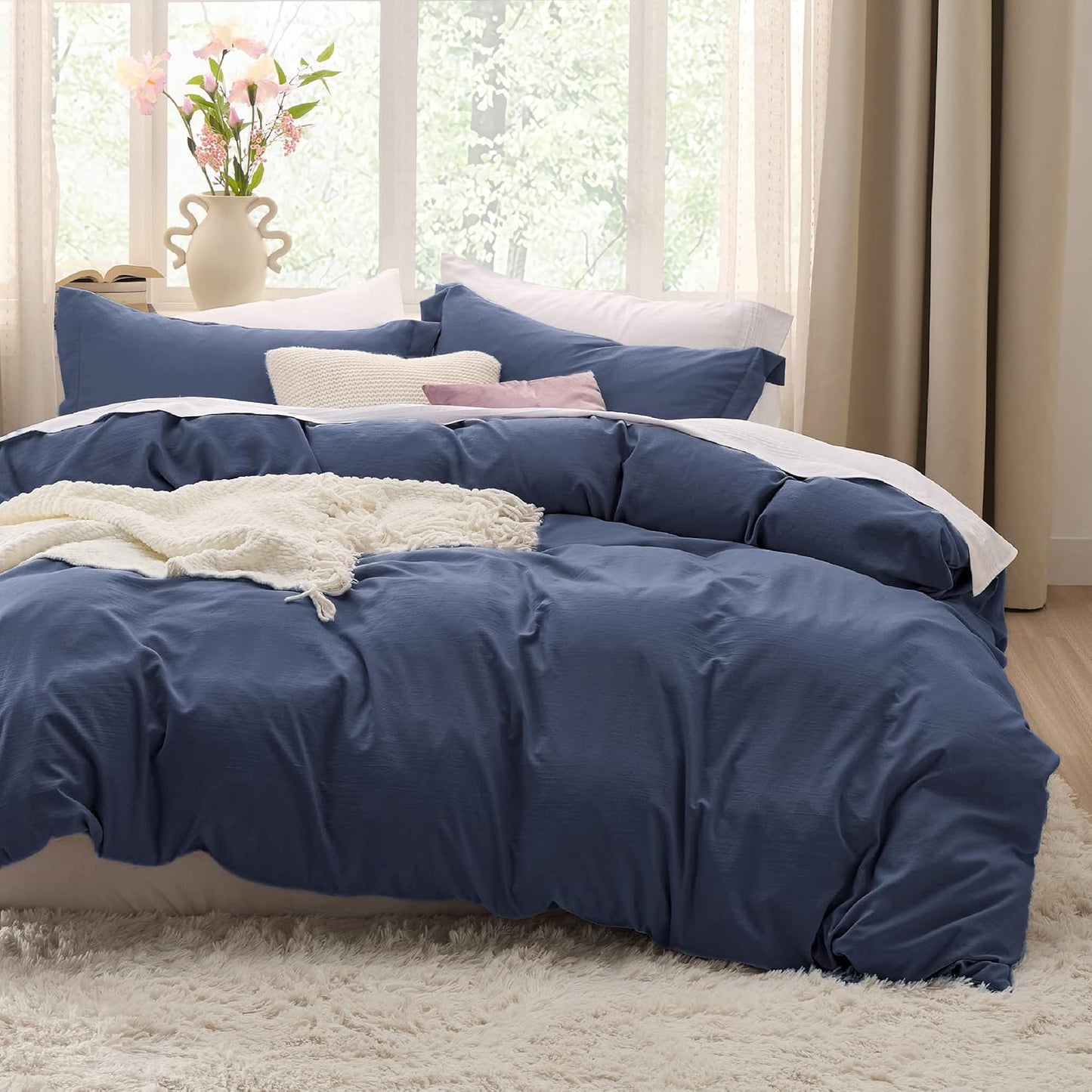 Bedsure Navy Duvet Cover King Size Set for Ultimate Comfort