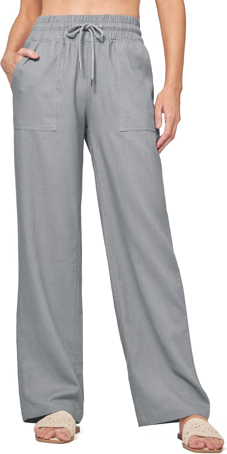 Willit Women Linen Pants Wide Leg Casual Palazzo Pants for Summer