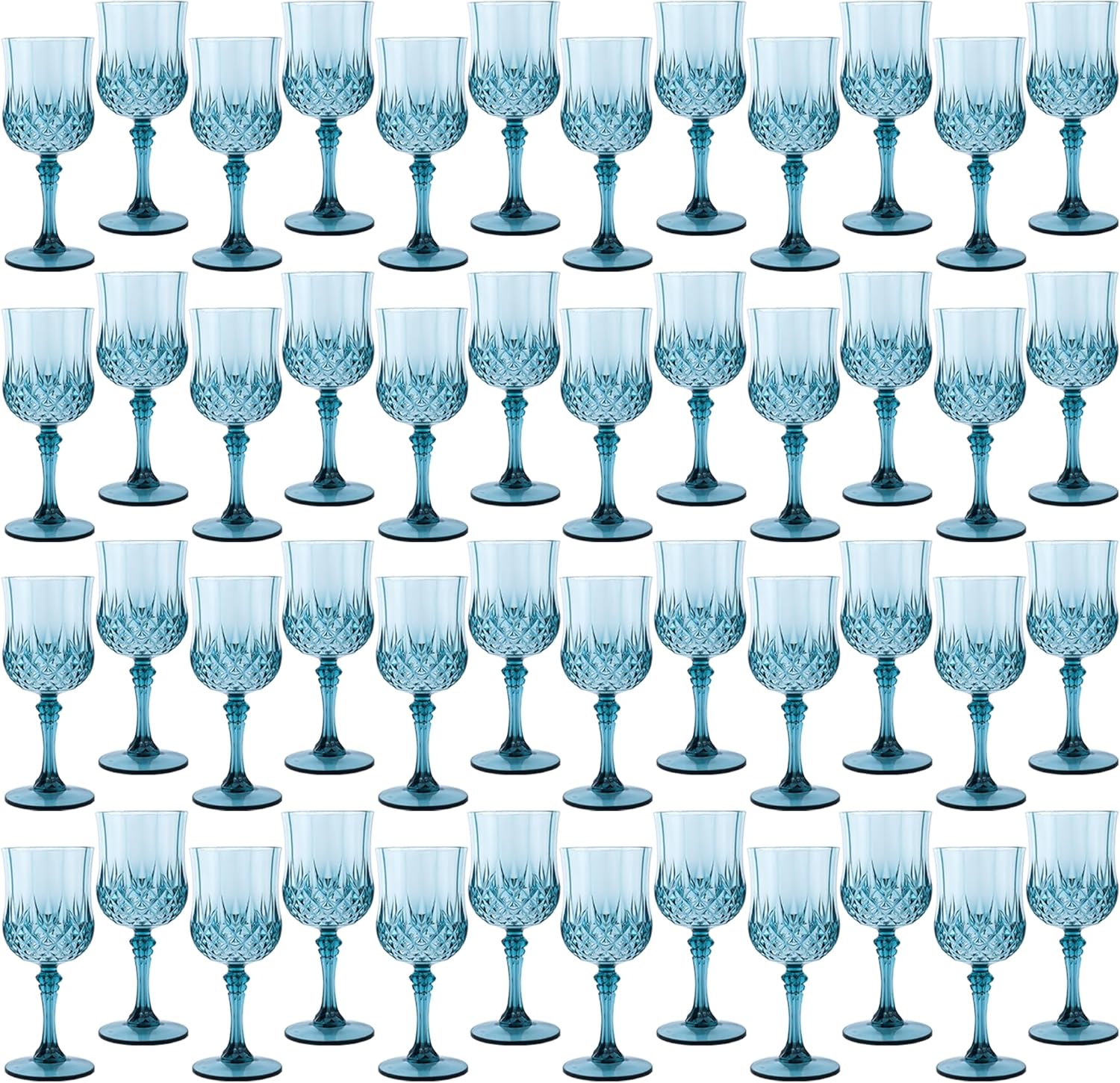 Plastic Wine Glasses for Weddings and Parties - 48 Dusty Blue