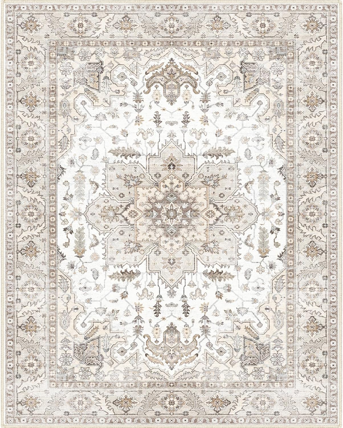 8x10 Vintage Washable Area Rug for Bedroom and Home Decor