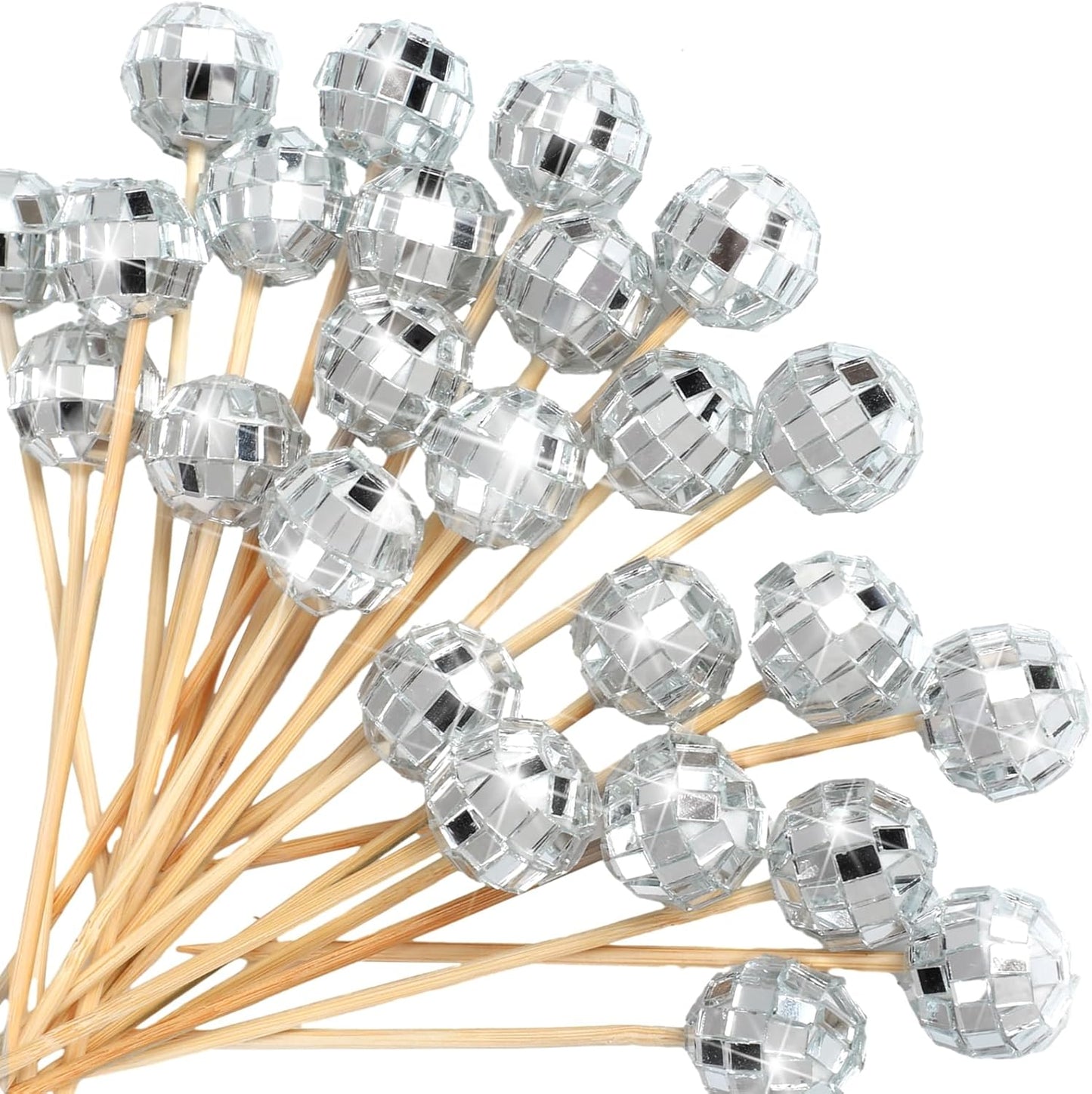 Hushee 100 Pcs Disco Ball Cocktail Picks - Unique Party Garnish