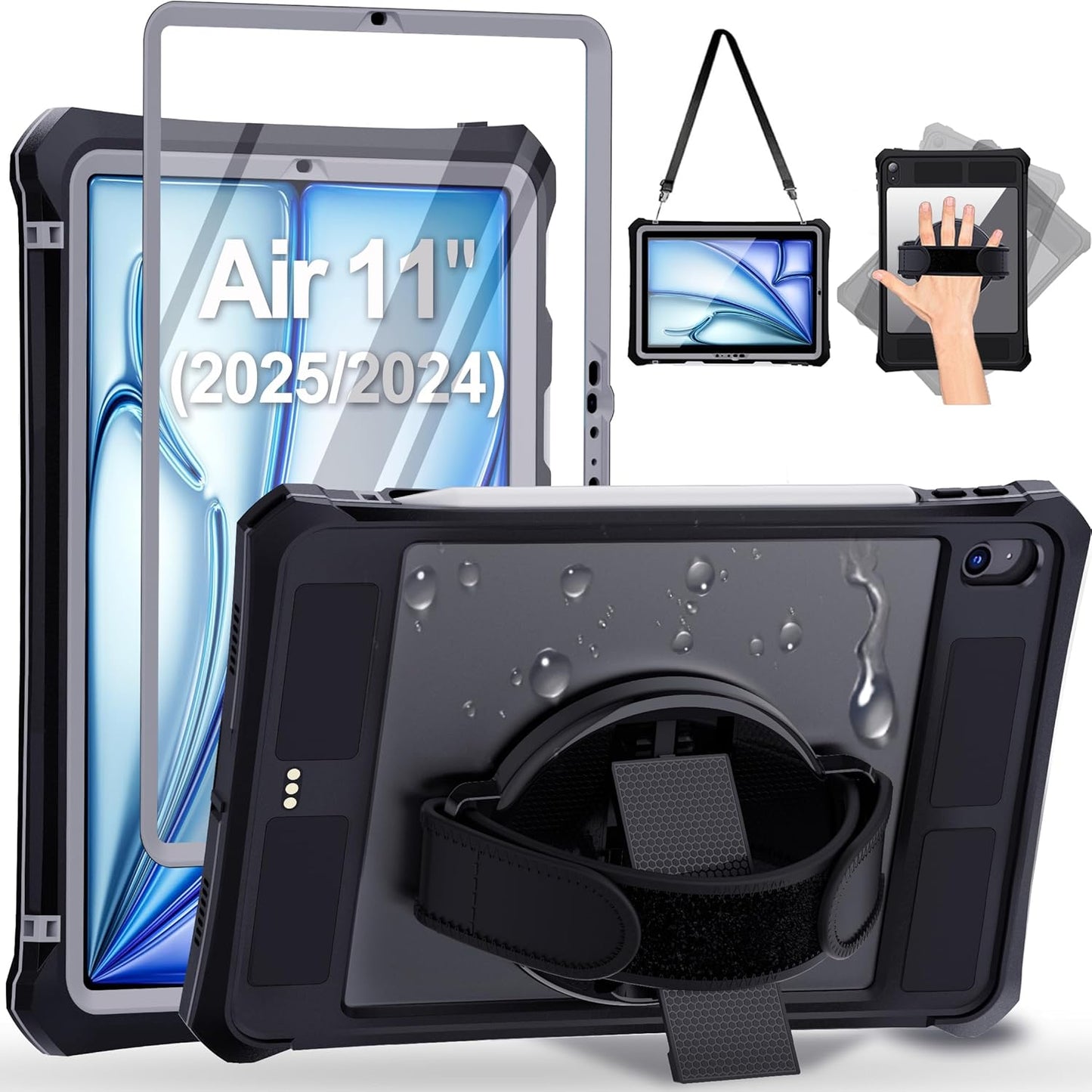 Waterproof Case for iPad Air 11 Inch with Stand and Strap