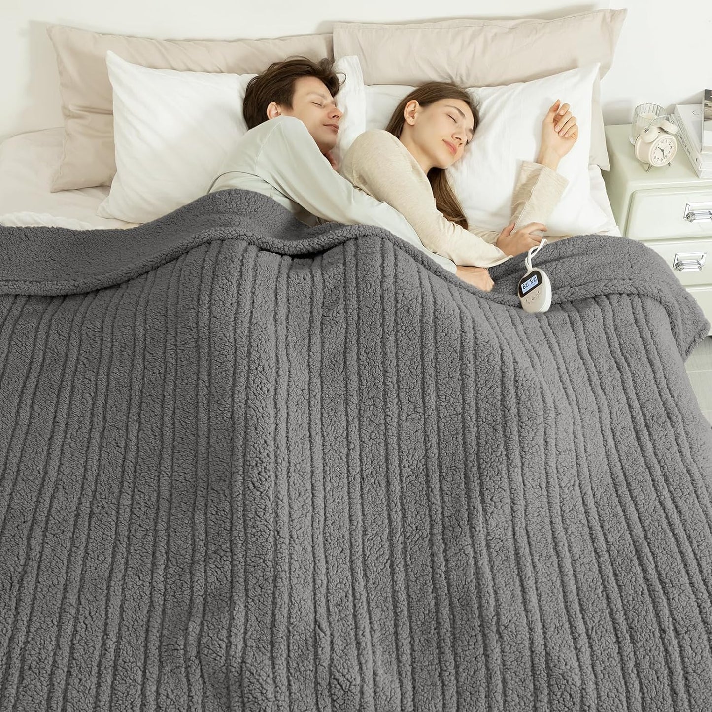 Queen Size Heated Blanket with Soft Sherpa - Fast Heating & Timer