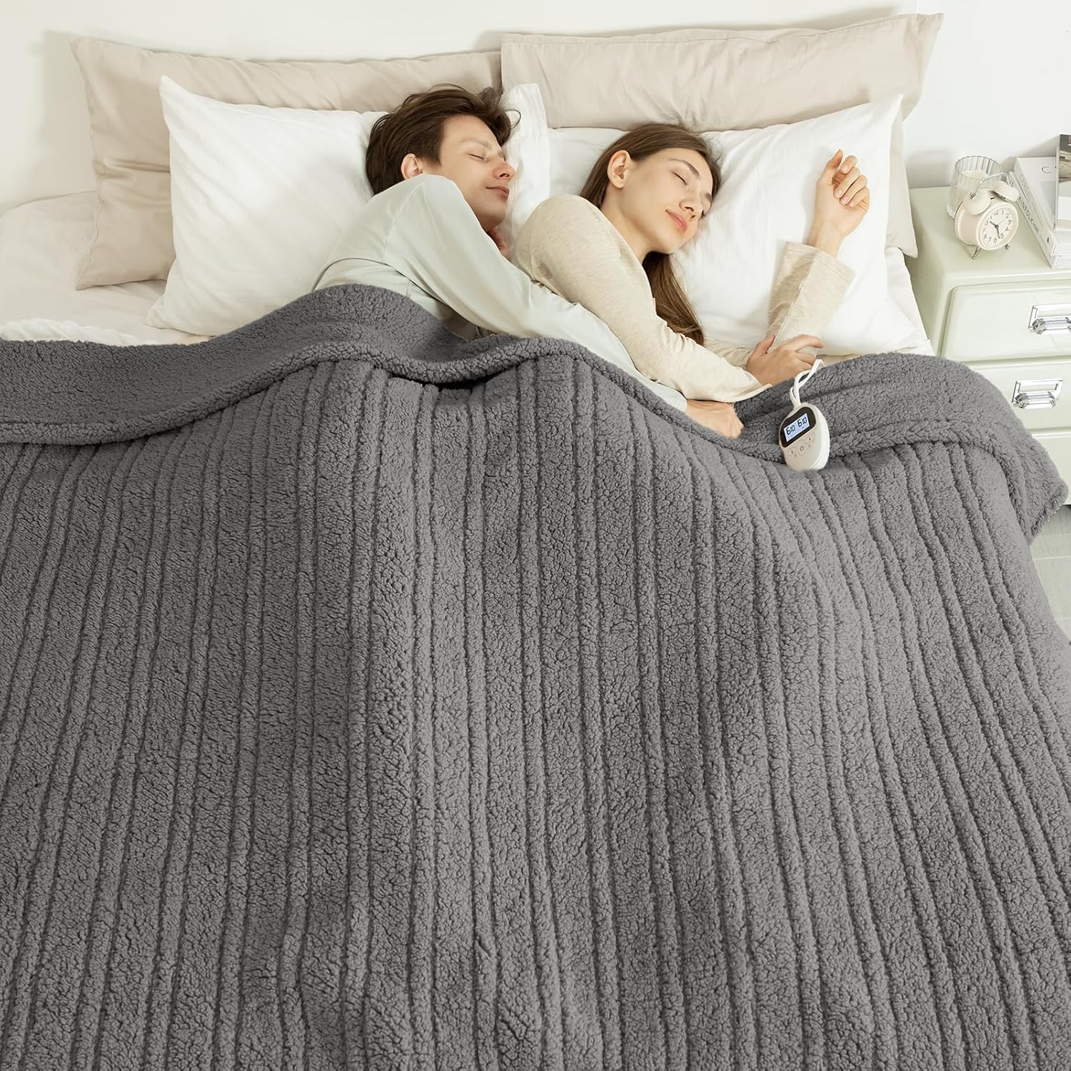 Queen Size Heated Blanket with Soft Sherpa - Fast Heating & Timer