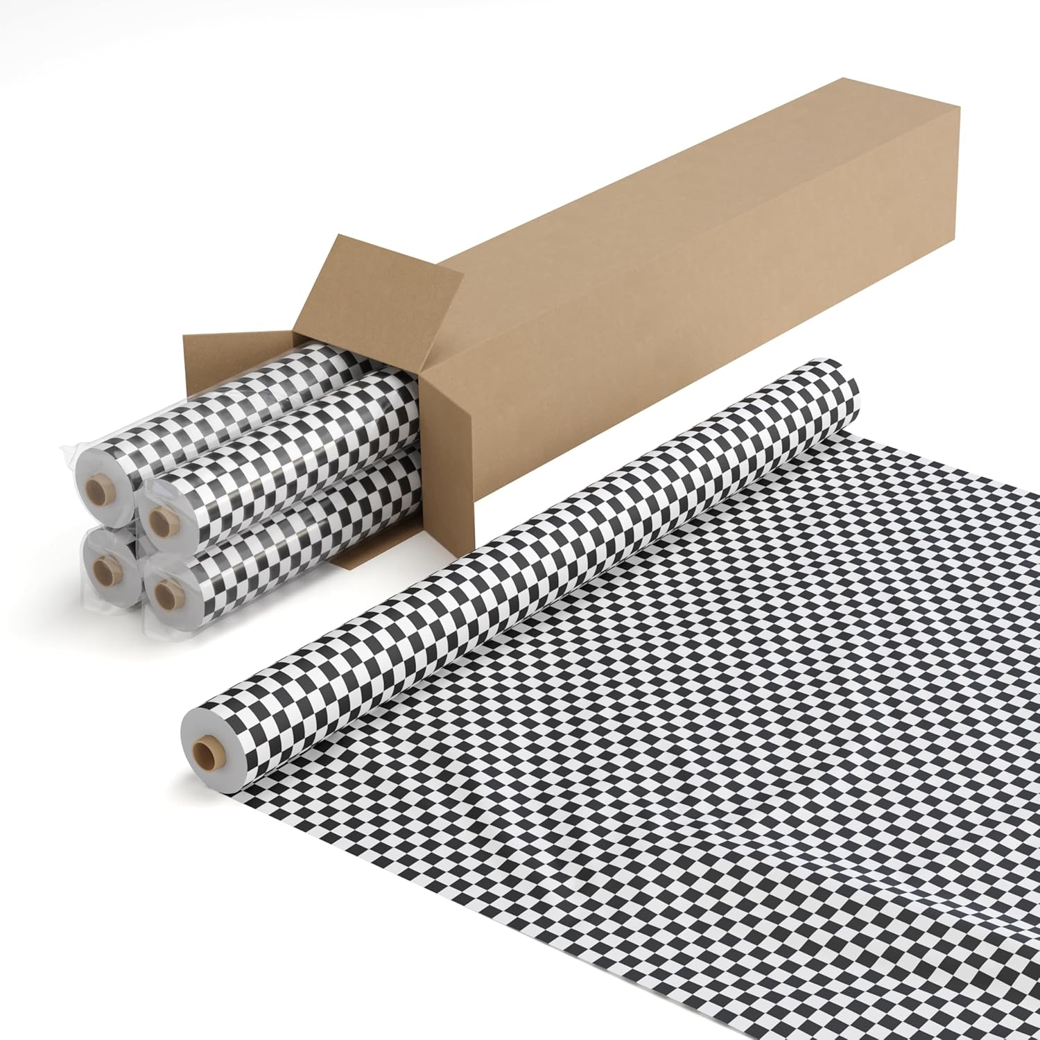 Exquisite Checkered Black and White Plastic Table Cover Roll