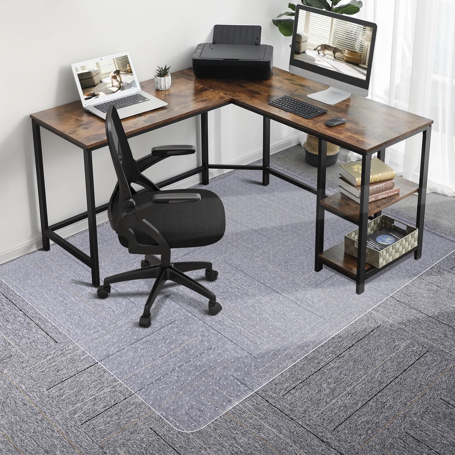 SALLOUS Chair Mat for Carpet, Heavy Duty Vinyl Floor Protector