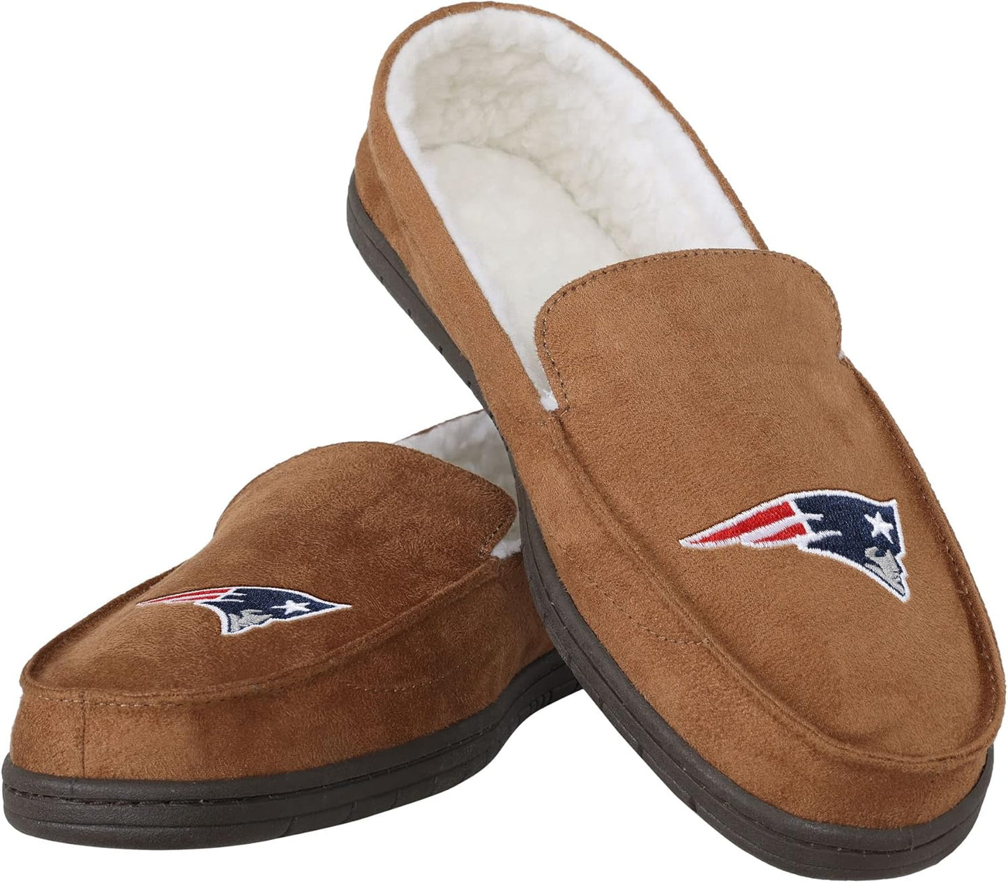 FOCO Men's NFL Football Team Logo Moccasin Slippers for Comfort
