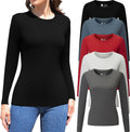 Vomidia 5 Piece Womens Crew Neck Long Sleeve Shirts - Slim Layering