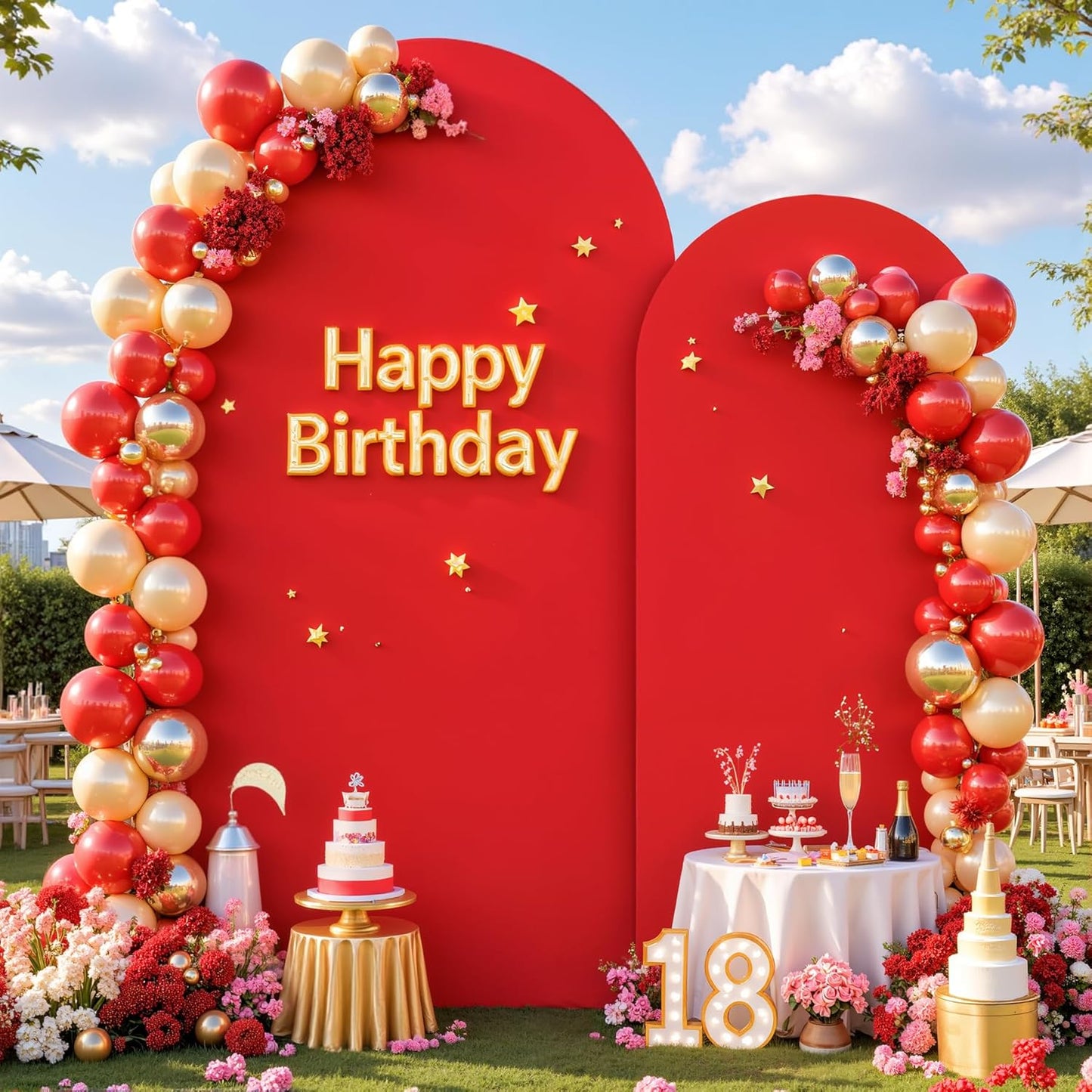 Red Arch Cover Set of 2 for Stunning Party Backdrop Decoration
