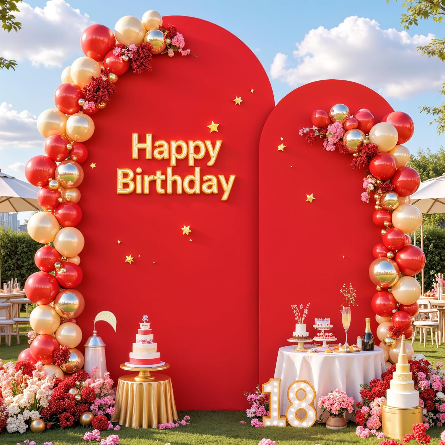 Red Arch Cover Set of 2 for Stunning Party Backdrop Decoration