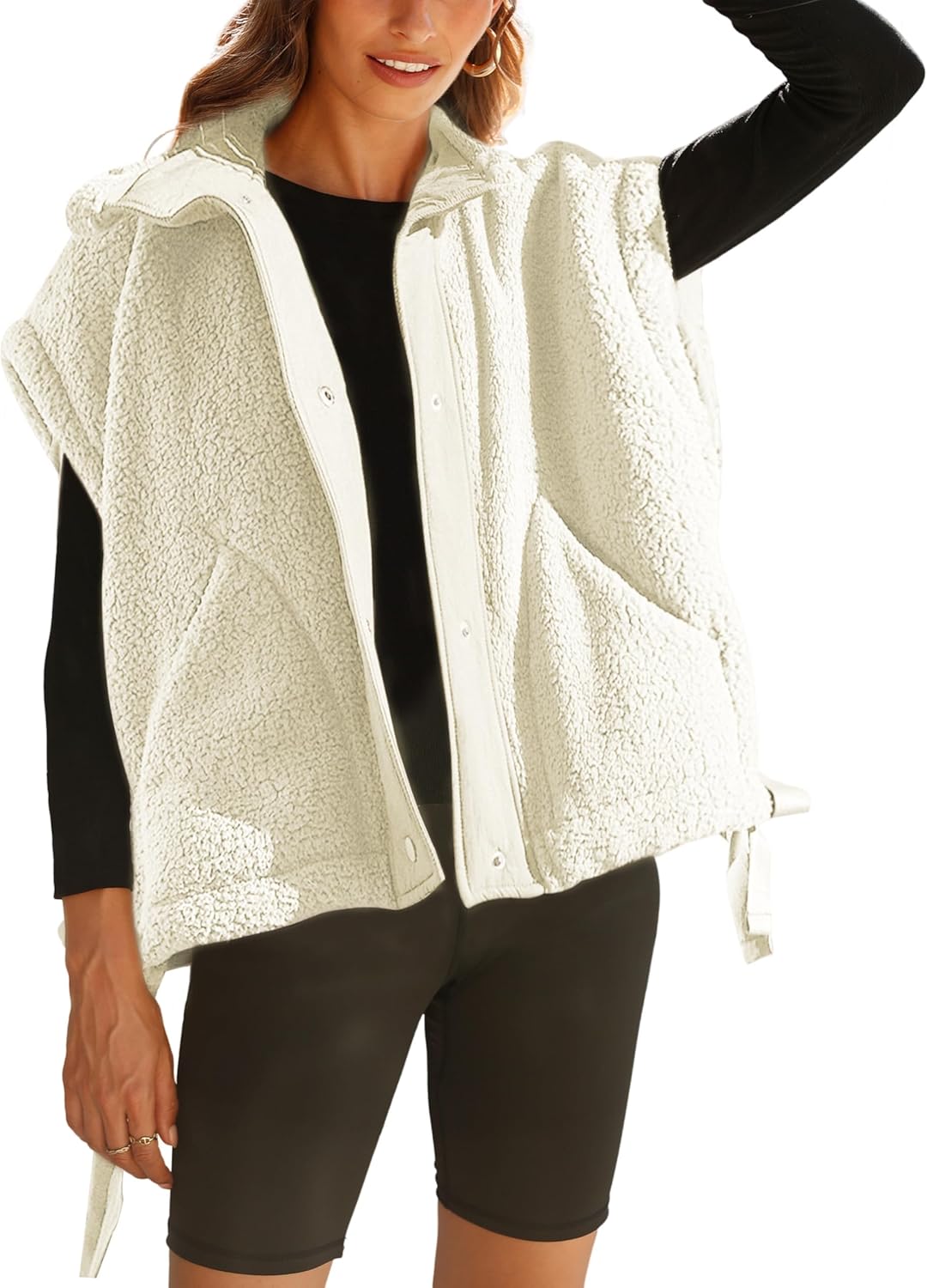 VAOYIU Women's Fleece Vest Casual Oversized Sherpa Jacket