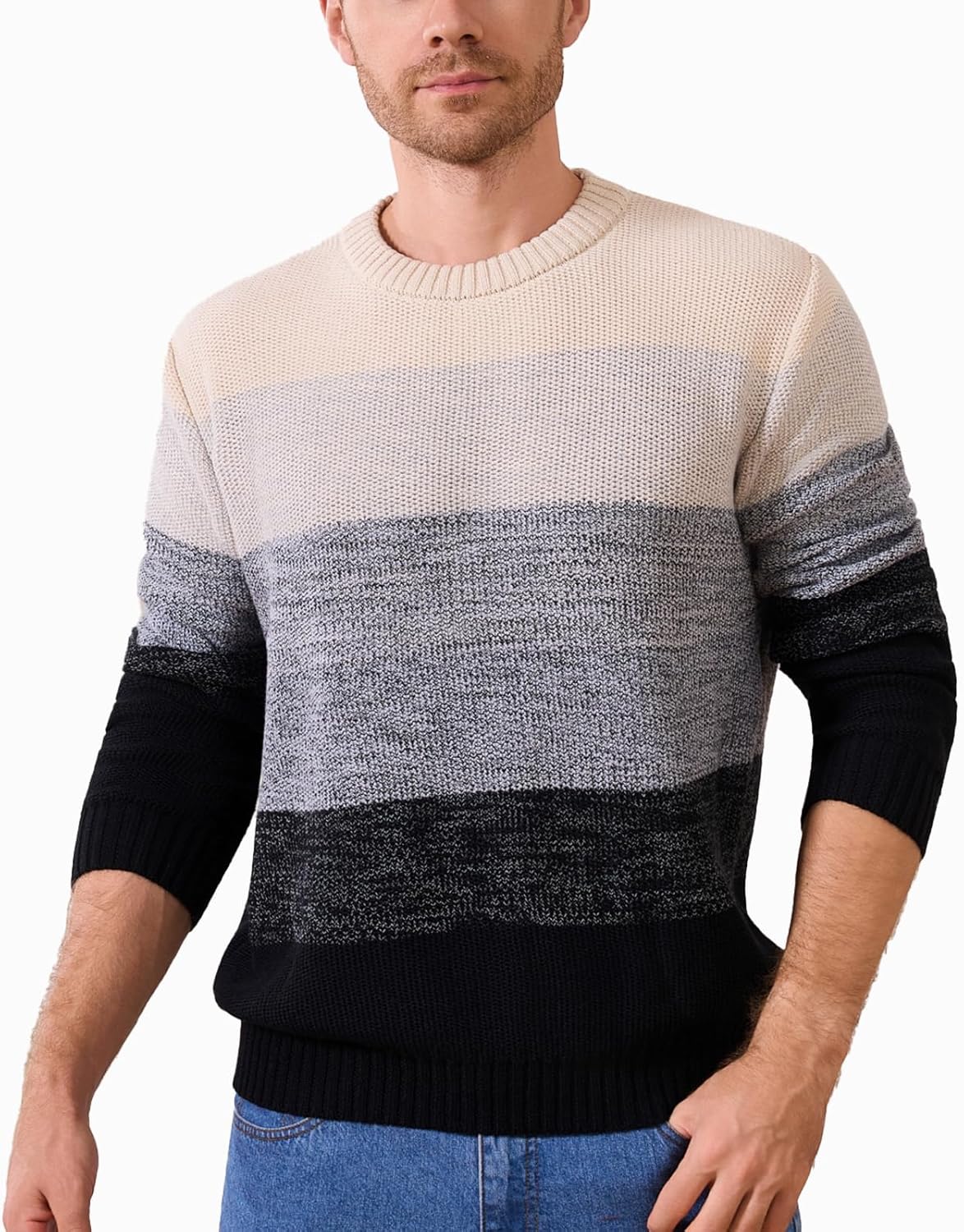 Mens Crewneck Pullover Sweater for Casual Winter Style