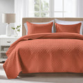 King Size Quilt Bedding Set Burnt Orange - Lightweight Coverlet