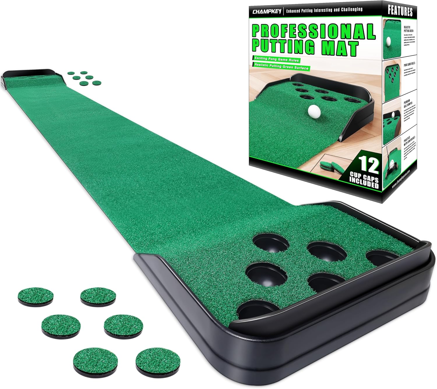 CHAMPKEY Golf Putting Green Indoor - Exciting Pong Game Mat