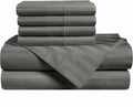 100% Egyptian Cotton King Size Sheets Set - Damask Stripe - Ultra