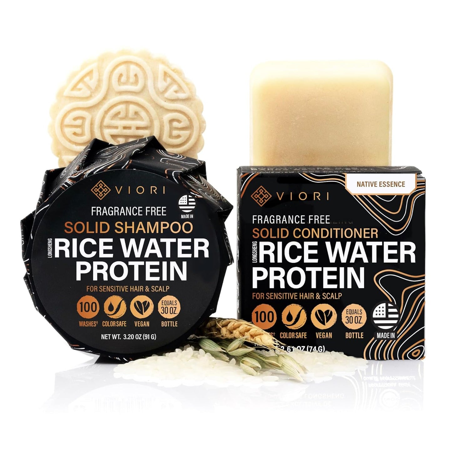 Viori Native Essence Shampoo and Conditioner Bar Set for Hair
