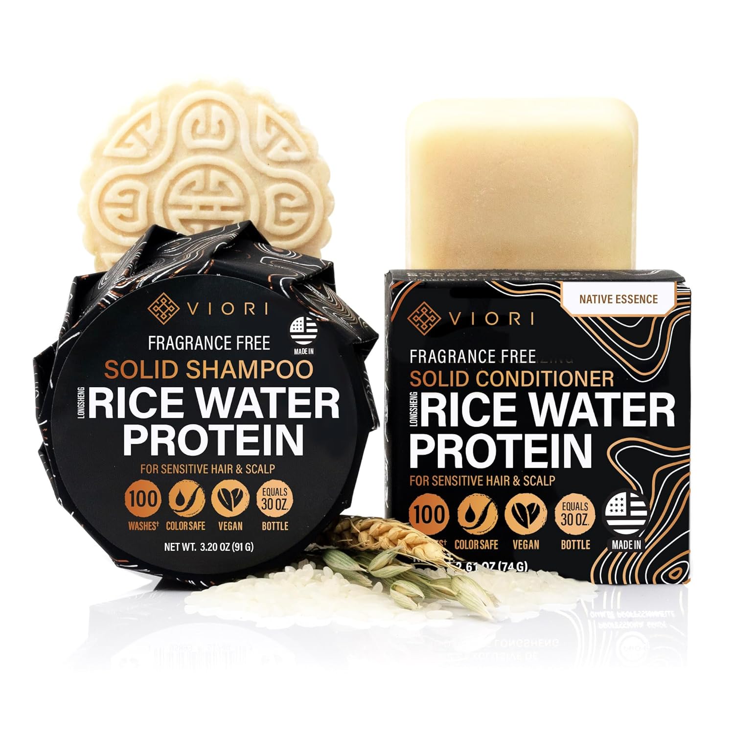 Viori Native Essence Shampoo and Conditioner Bar Set for Hair