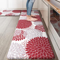 Anti Fatigue Kitchen Mats Set of 2 - Cushioned Red Boho Rugs