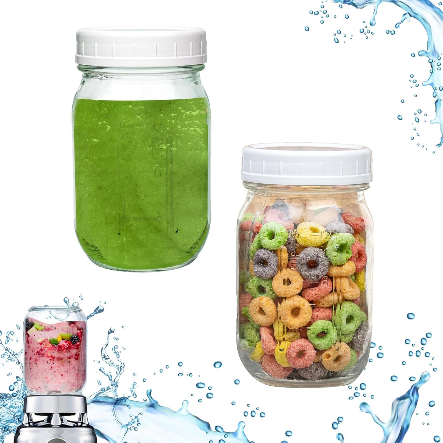 12 oz Glass Jars for Blending & Storing, Fits Oster Blenders, Saffire