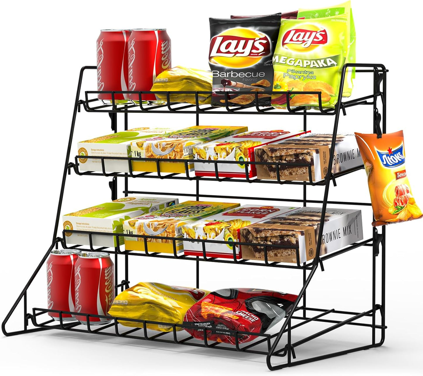 Black Metal Retail Display Rack for Snacks and Merchandise